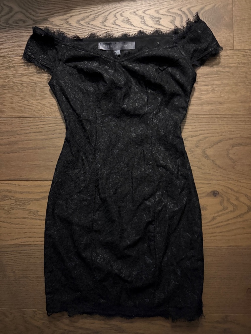 GUESS Black One-Shoulder Lace Cocktail Dress